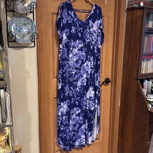 LuLaRoe Purple and White Patterned Maxi Dress